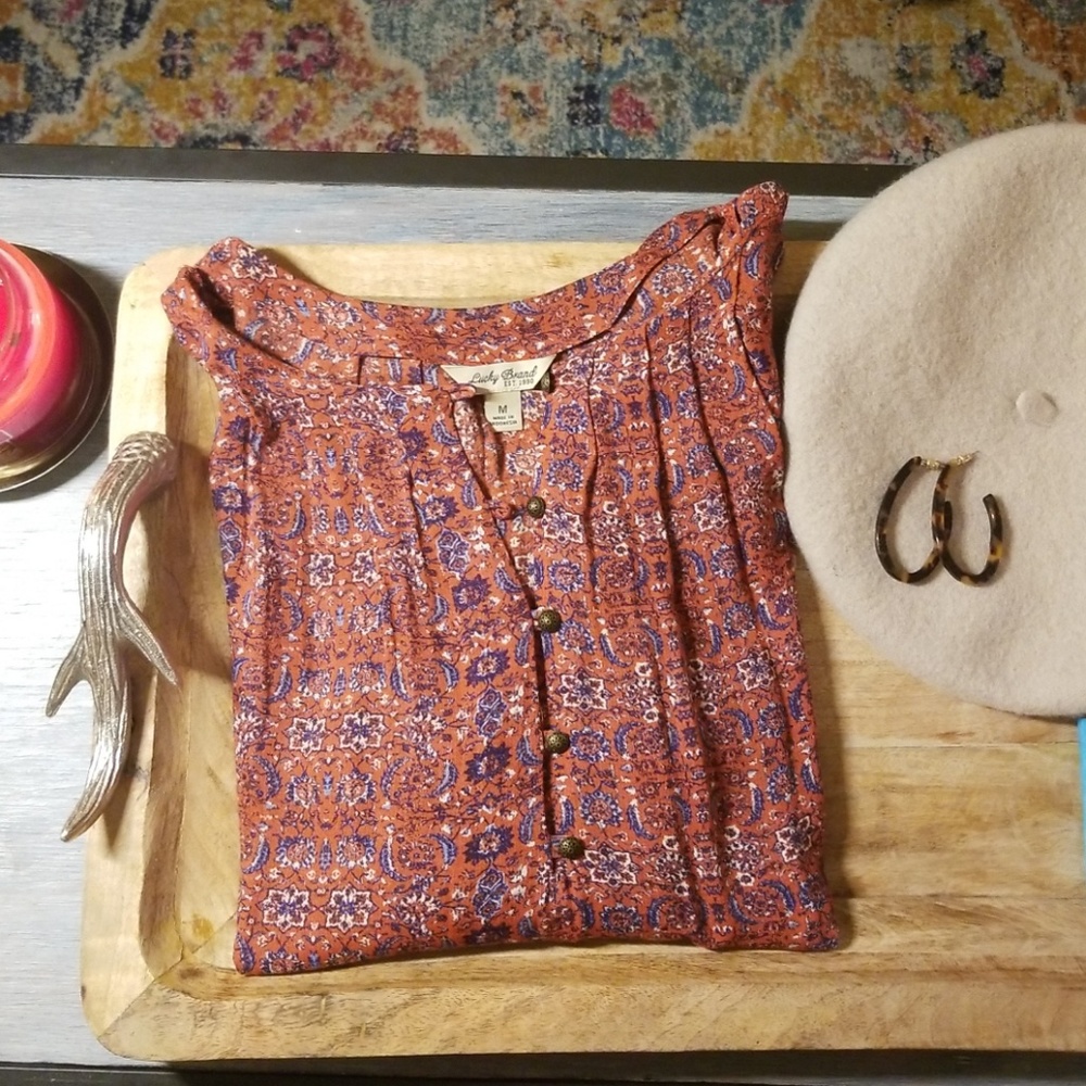 Lucky Brand | Cerise Pink Long-Sleeve Blouse